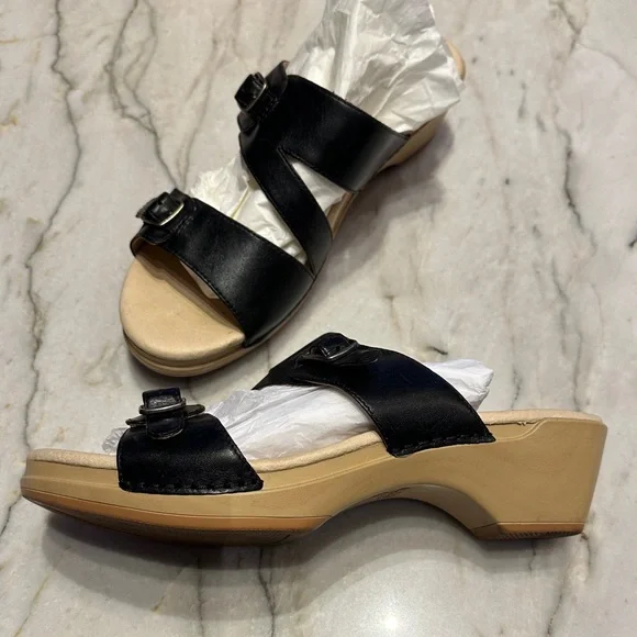 Dansko Karena Real Leather Slide Sandals with Buckle Detail - Picture 14 of 14